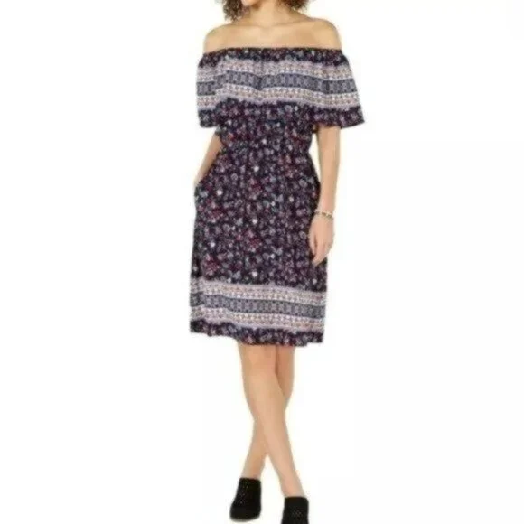 NWT Style & Co Printed Ruffled Shift Dress - Picture 1 of 1